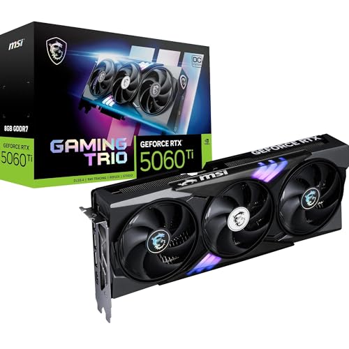MSI NVIDIA GeForce RTX 5060 Ti 8G Gaming Trio OC GDDR7 128bit Tarjeta gráfica Gaming, Boost Clock hasta 2662 MHz, PCIe Gen 5, DLSS 4, DP 2.1 x 3, HDMI 2.1 x 1, SFF Ready