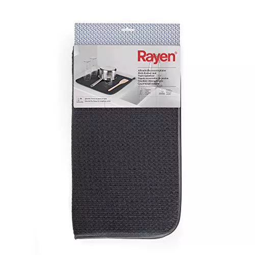 Rayen | Alfombrilla Escurreplatos | Escurridera Platos Cocina | Material Super Absorbente | Secado rápido | Evita Humedad | Gris oscuro | 40x46 cm
