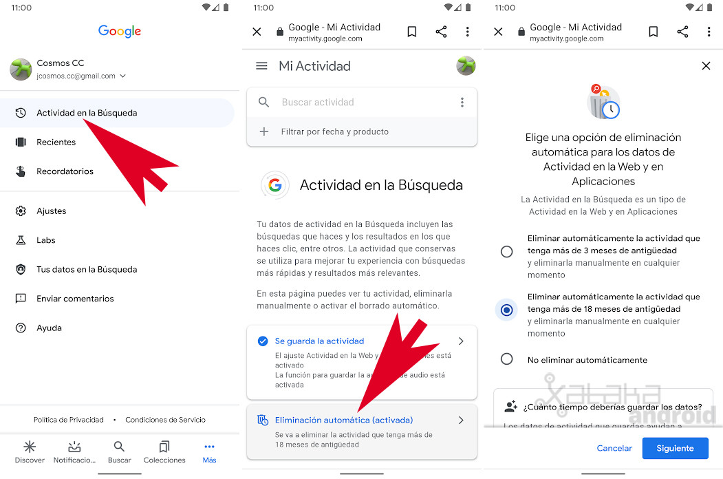 Cómo borrar automáticamente el historial de actividad de tu cuenta de
