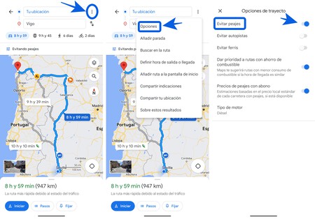 Google Maps Ajuste Peajes En Ruta