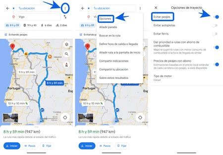 Google マップがルート上の料金を調整する