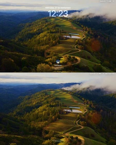 時計とプロフィール写真がある場合とない場合のロック画面の比較