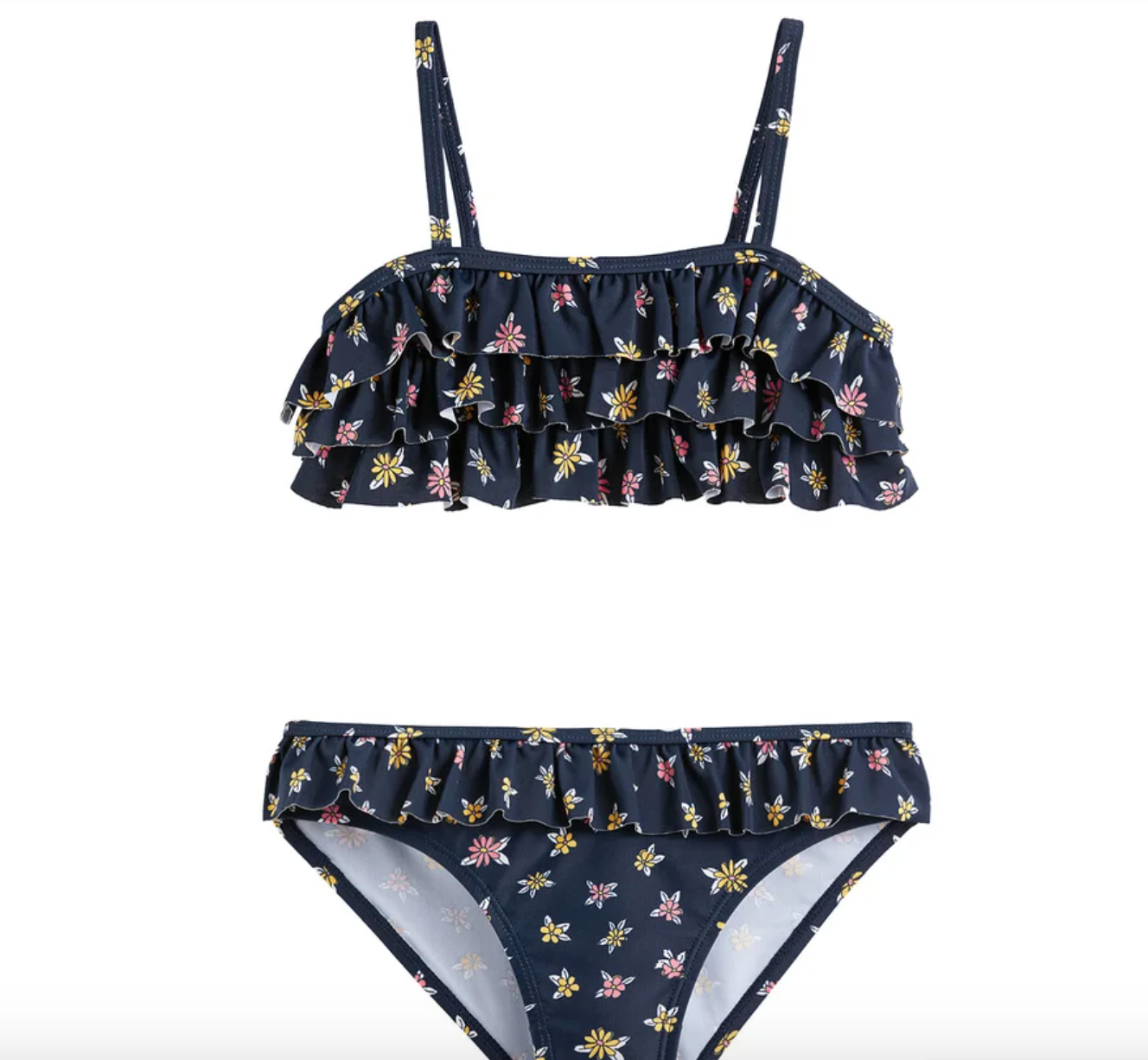 Bikini estampado de flores con detalles de volantes