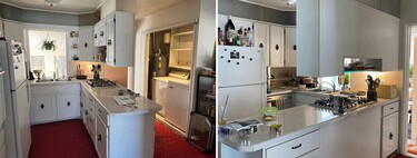 Era una cocina viejuna, mugrienta y con una moqueta llena de grasa: su propietaria la renovó con sus manos logrando una estancia bonita y moderna 