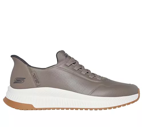 Skechers Hombre BOBS SQUAD 4 DIRECT STEP Slip-Ins, Taupe Pu, 43 EU