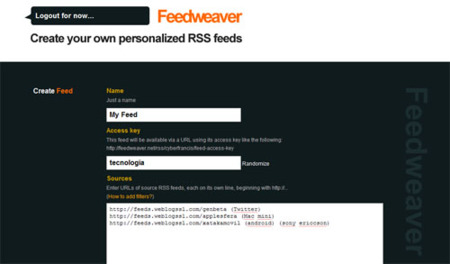 Feedweaver, generar nuestros canales RSS nunca fue tan sencillo
