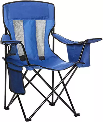 Amazon Basics Silla de camping con enfriador, Azul (Malla), Normal