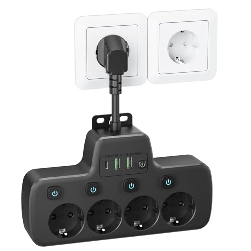 Enchufes con Interruptor Independiente, Regleta 4 Tomas con USB C