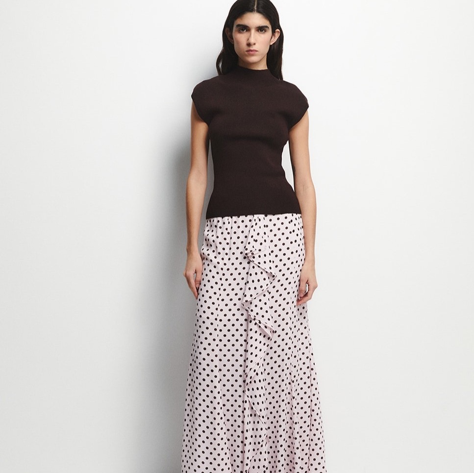 Falda midi de lunares Sfera