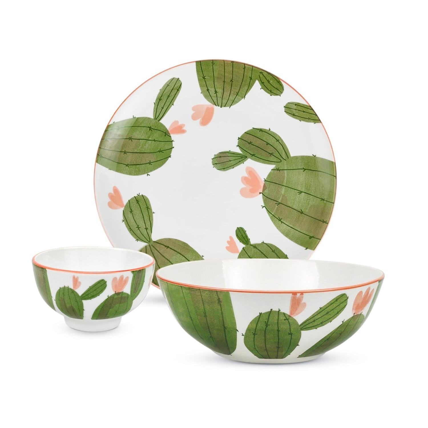 Vajilla de Porcelana 9 pzas CARREFOUR HOME Cáctus - Estampado


