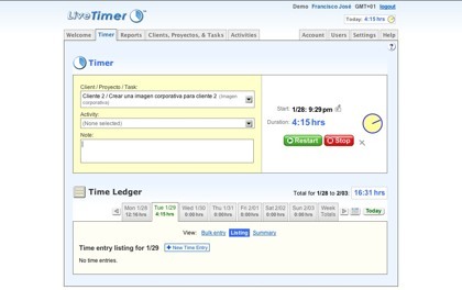Livetimer, seguimiento del consumo de tiempo de cada proyecto