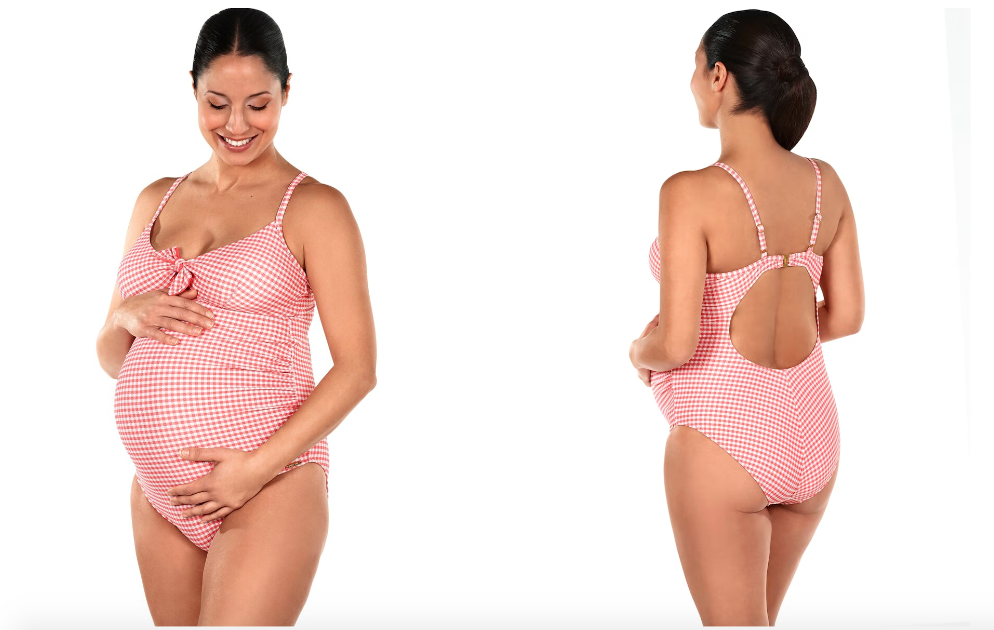 Bañador de premamá en tejido con textura de cuadros vichy