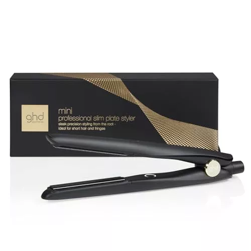 ghd Mini Styler - Plancha de Pelo Profesional Para Cabello Corto y Flequillo, Placas Más Estrechas, Unisex para Mujer y Hombre, Peinados de Precisión, Color Negro (Enchufe Europeo)