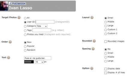 Opciones de Instacover