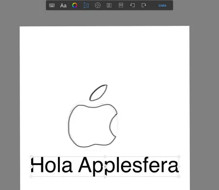 Sketchbook では図面の上にテキストを追加できますが、現時点では Procreate ではこれができません。
