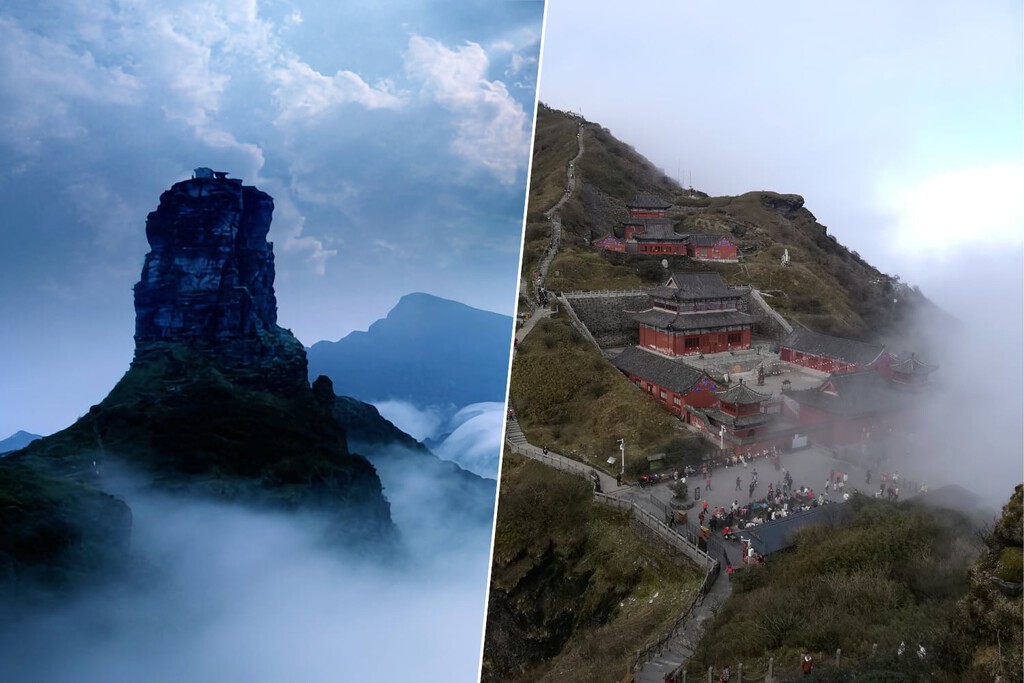 China tiene una imponente montaña sagrada de 2.500 metros de altura con una sorpresa en su cima: dos templos 