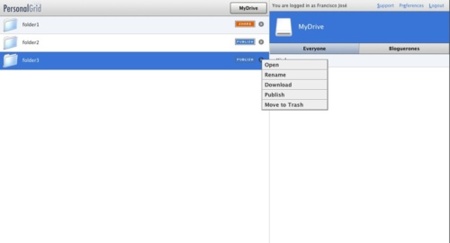 PersonalGrid, excelente disco duro virtual completamente minimalista