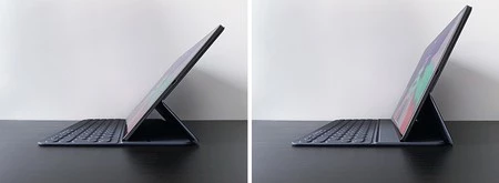 Smart Keyboard Folio の 2 つの視野角。