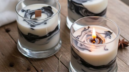 Vela marmoleada para regalar o decorar: hazla en casa con materiales económicos con los pasos de Luz Blanchet