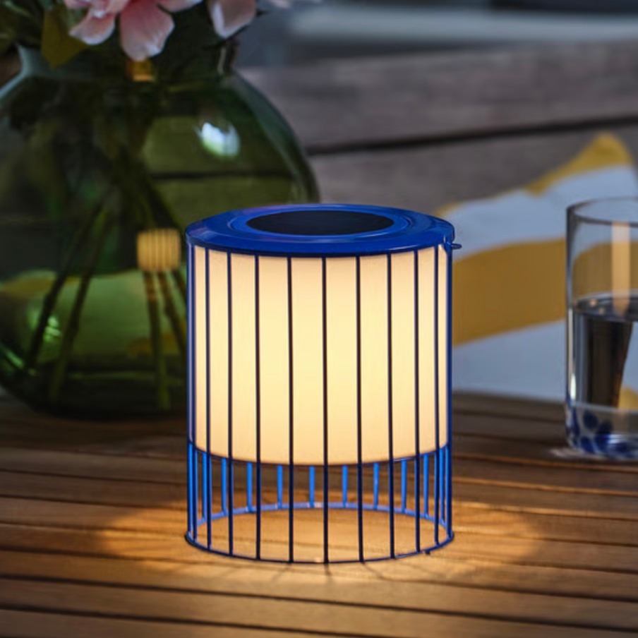 Lámpara de mesa, energía solar/azul