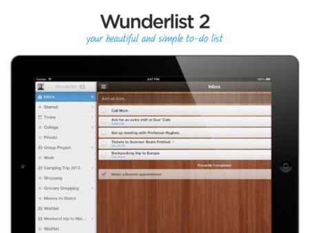 Wunderlist para iOS se actualiza, ahora con soporte para iPad