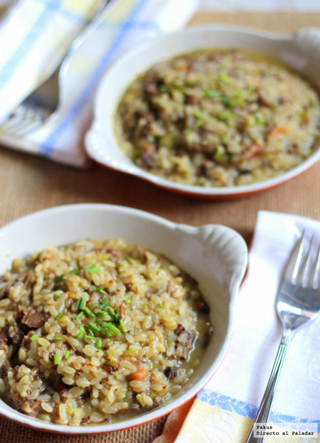 Risotto de rabo de toro y espárragos, receta de aprovechamiento