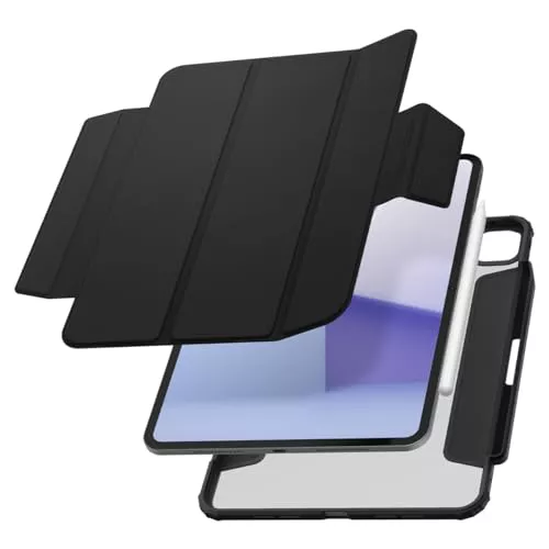 Spigen Funda AirSkin Pro Compatible con iPad Pro 11 Pulgadas M5 (2025) / M4 (2024) Funda con Cubierta Magnética Removible y Soporte para lápiz Apple - Negro