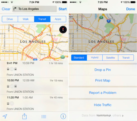 Última parada, transporte público en Mapas de iOS 9
