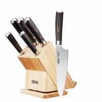 Cupón de descuento de 24 euros en el set de cuchillos de cocina Deik con soporte de madera: aplicándolo se queda en 25,99 euros 
