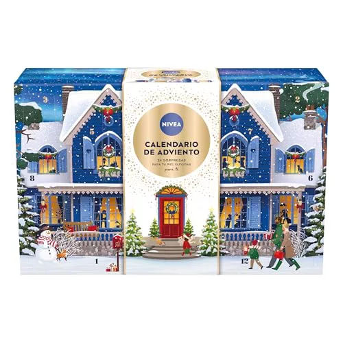 NIVEA Calendario de Adviento 2025, Set de Regalo con 24 Productos Imprescindibles, Calendario de Navidad con Cosméticos y Accesorios - Piel Seca, Mixta, Normal - 24 Unidades