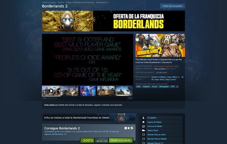 Borderlands 2 Gratis Steam Pc Juego Regalo