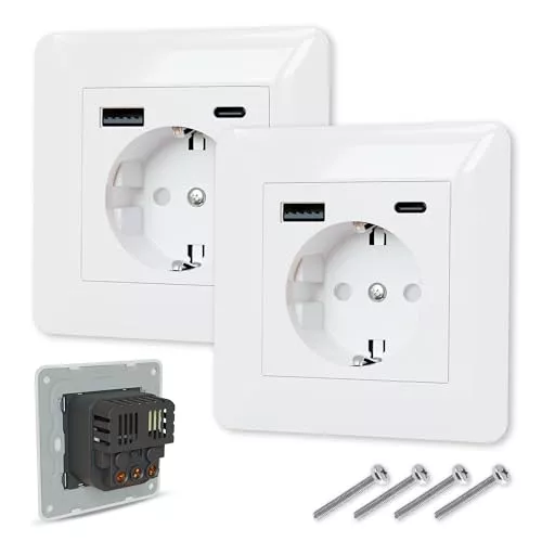 BROSSTALL Pack x2 Enchufes de Pared USB y tipo C