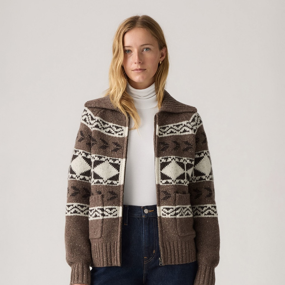 Levi's - Chaqueta de punto de mujer con cremallera.