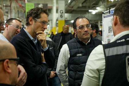 John Elkann Antonio Filosa Sterling Heights assembly plant visit Feb 3 2025