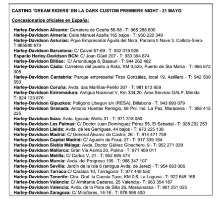 Harley Davidson Dark Custom Premiere Night Conces Esp