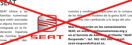 SEAT retira su apoyo a las familias numerosas