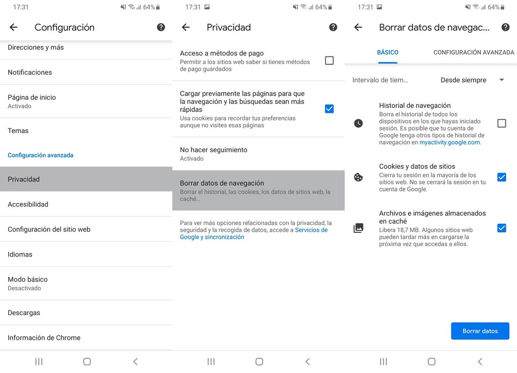 Cómo borrar todas las cookies y datos de uso de tu móvil Android