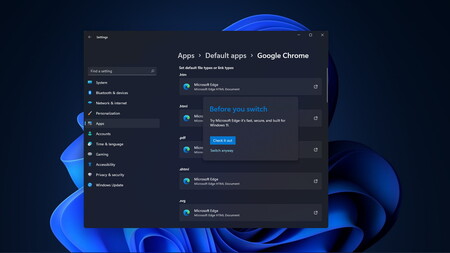 Windows 11 hará mucho más complicado cambiar de navegador predeterminado (y en general, de cualquier aplicación predeterminada)