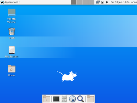 This is the desktop of the XFCE version of Void Linux that is run from a LiveCD
