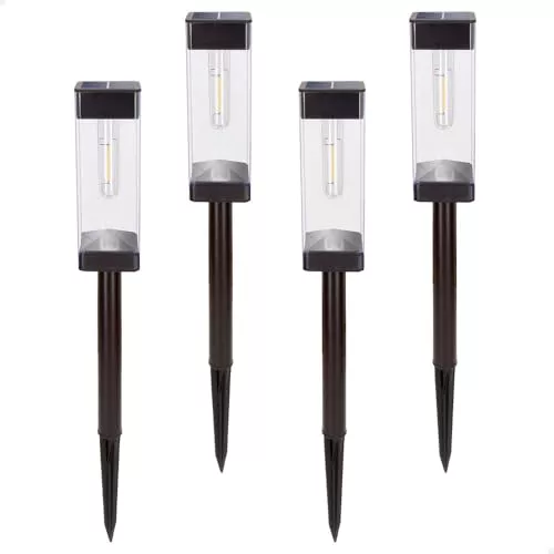 AKTIVE Set 4 balizas solares LED 6 lúmenes, Iluminación exterior para jardín y caminos