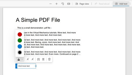 Edge sigue mejorando su visor de PDFs convirtiéndolo también en editor: ahora podremos insertar textos en nuestros documentos
