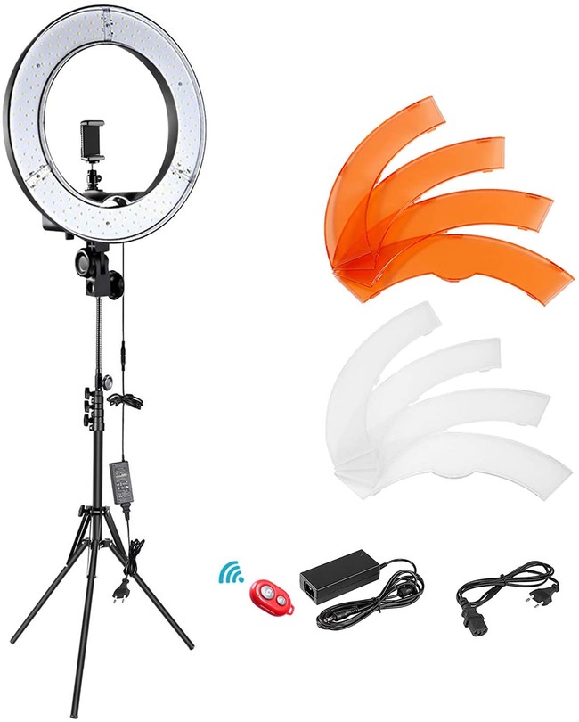 Kit De Luz De Anillo LED 18 Pulgadas - Regulable En Color (3200K-5500K) Y Brillo, Ideal Para Fotos Y Vídeos