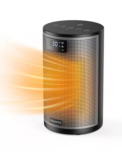 PALINTH Calefactor Bajo Consumo,1500W PTC Ceramico Radiador Electrico, 4 Modos, Temporizador 8H, Modo ECO, Protección Sobrecalentamiento/Vuelco Apto interior