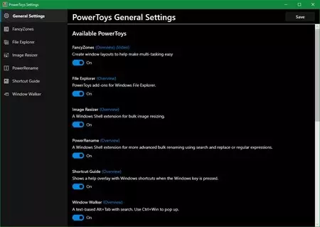 Powertoys Ajustes
