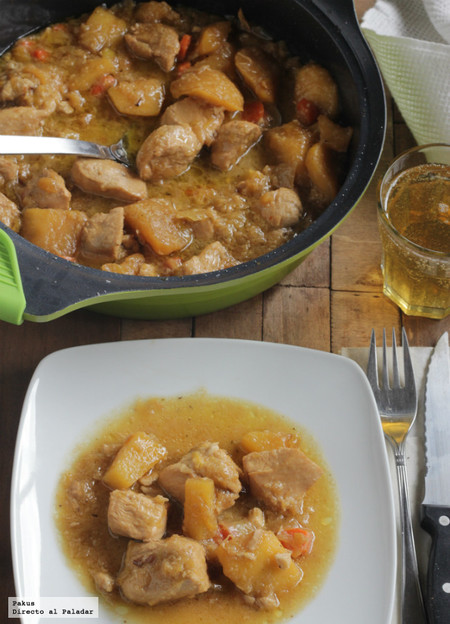 Guiso de pollo con sabor oriental. Receta