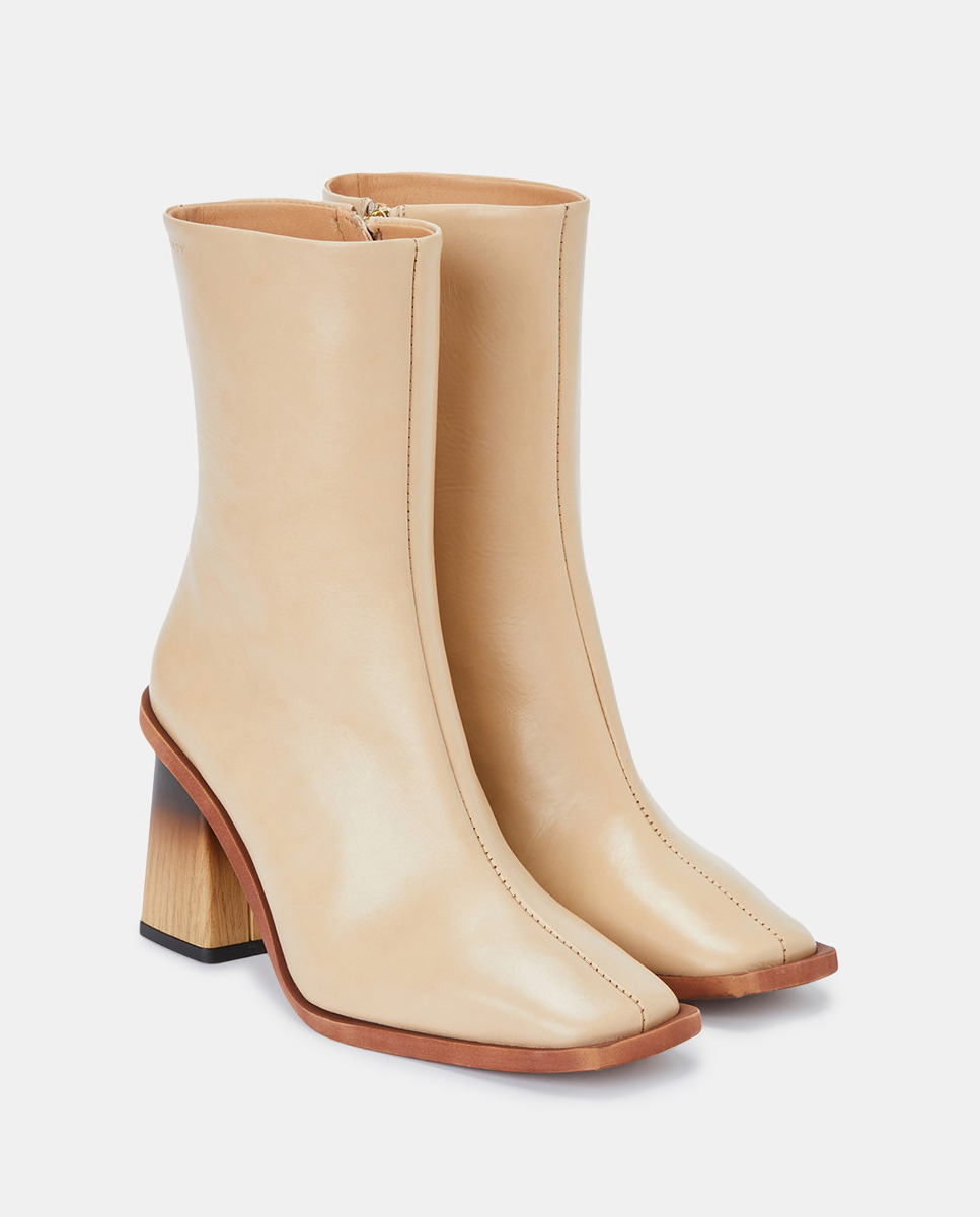 Beige Nappa Leather Ankle Boots by Vienty