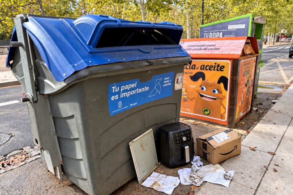 Multado con cerca de 800 euros por dejar una freidora de aire junto a los contenedores: creía que se la llevaría el servicio de basura 