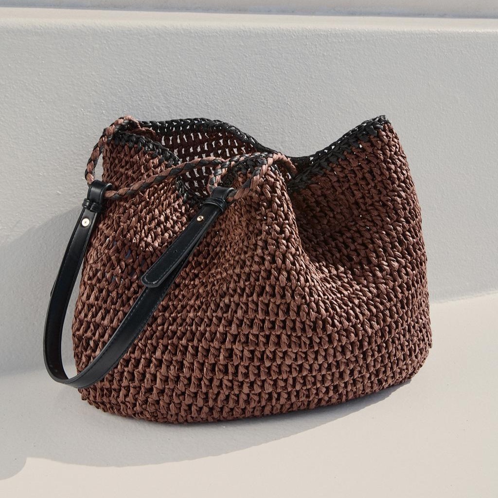 Bolso shopper efecto natural asa cinturón