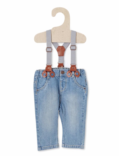 Vaquero De Algodon Con Tirantes Desmontables Doble Stone Bebe Nino Tn343 2 Zc1
