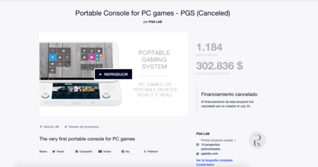 PGS, la consola portátil con Windows 10, cancelada en Kickstarter